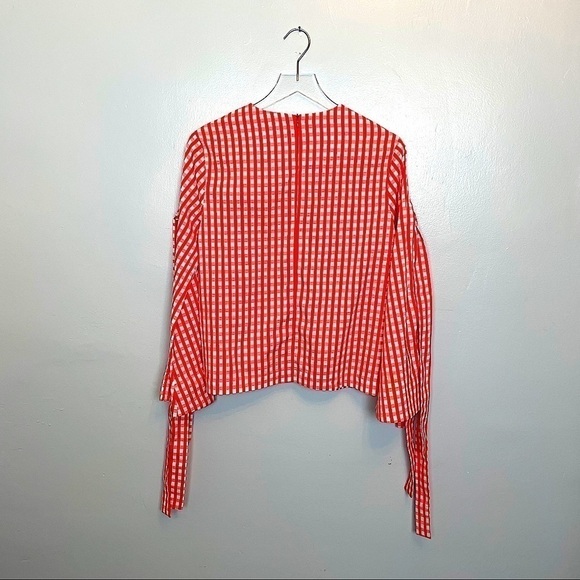 NWT Free People Style Mafia Gingham Tie Sleeve S - Picture 10 of 15